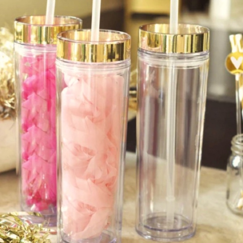 - Maars skinny Tumblr with lid and straw Gold